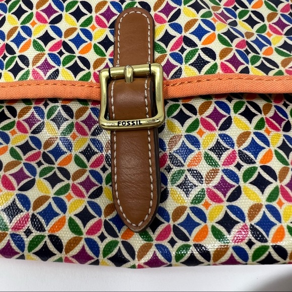 Fossil Keyper Crossbody Bag Coated Canvas Circle Geometric Multi Color Patterned - Picture 2 of 10